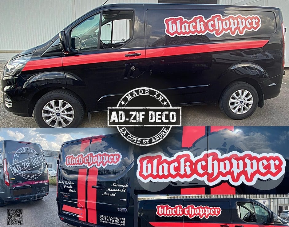 Covering moto personnalisé Black Chopper Grenoble